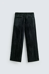 PLEATED VELVET PANTS