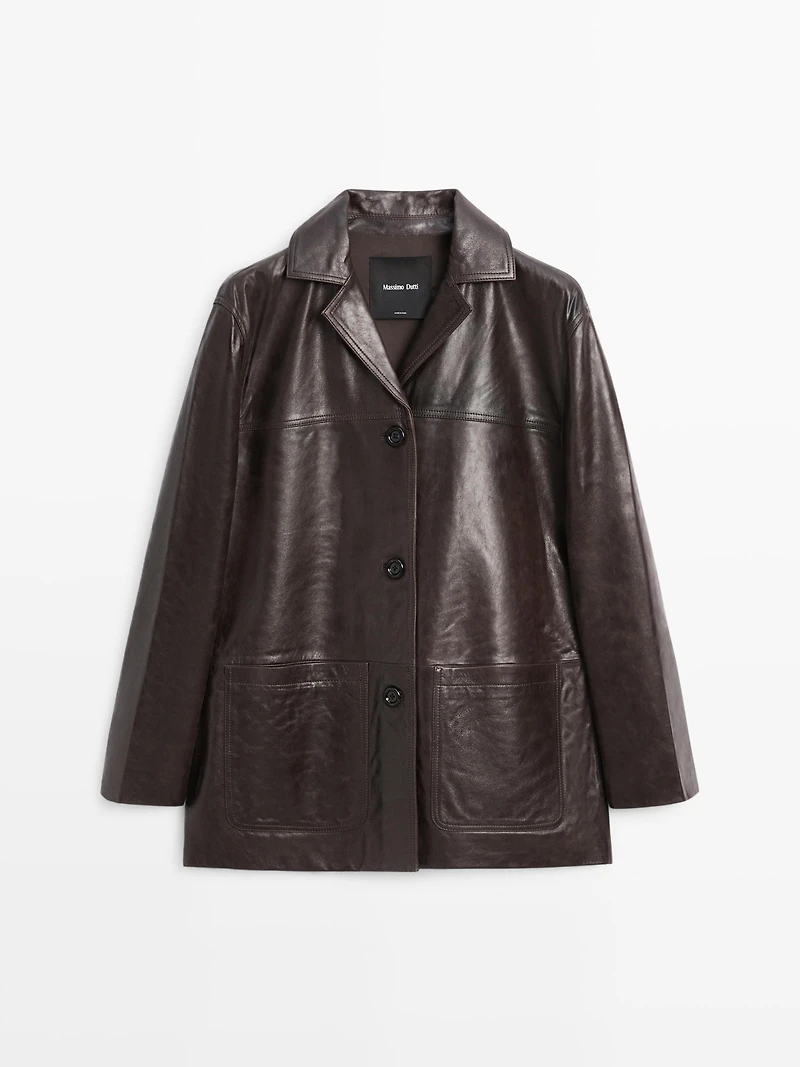 Nappa leather blazer with buttons