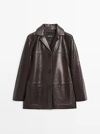 Nappa leather blazer with buttons