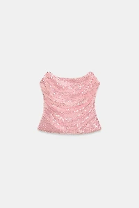 STRAPLESS SEQUIN TOP