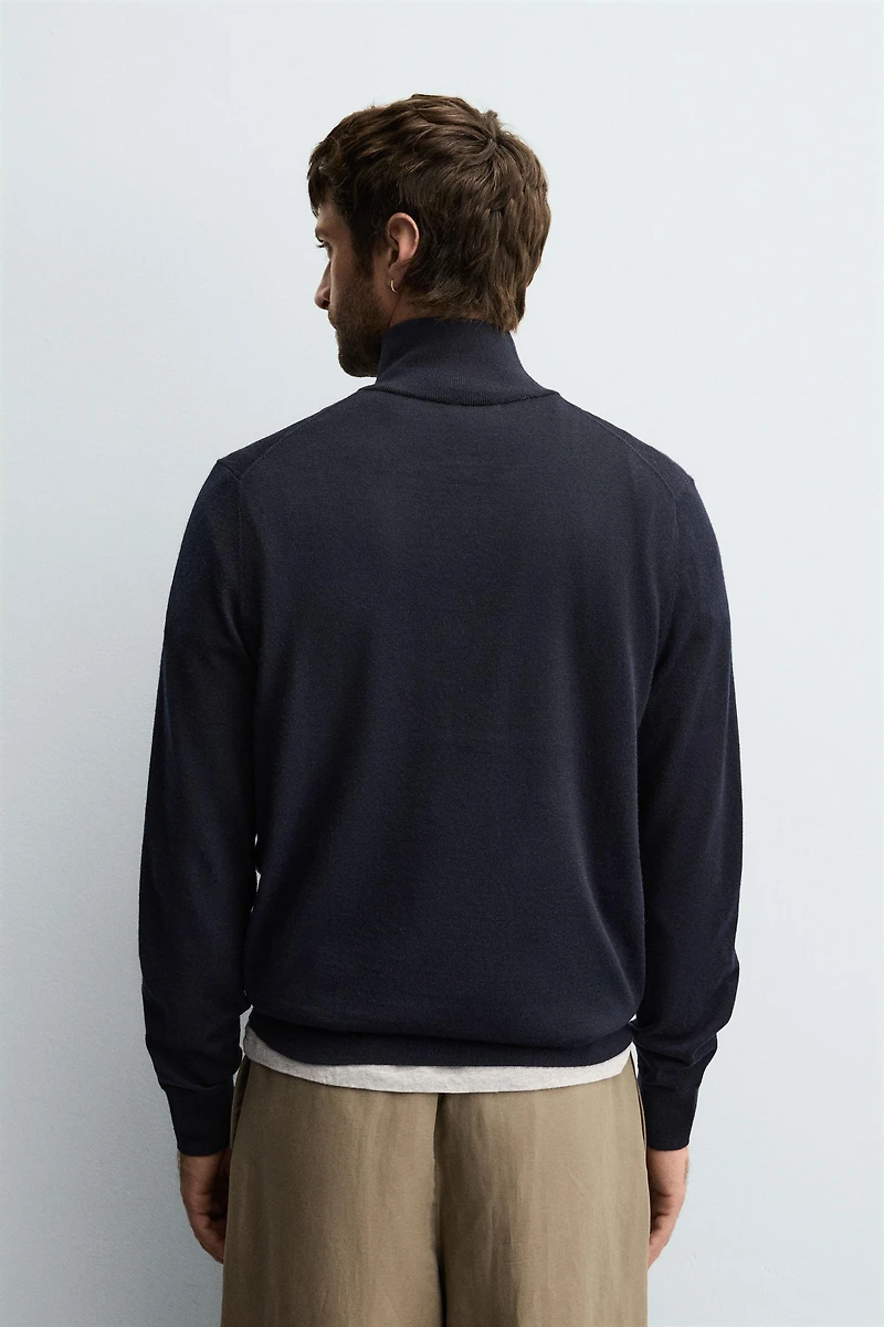 PULL 100 % LAINE COL ZIPPÉ