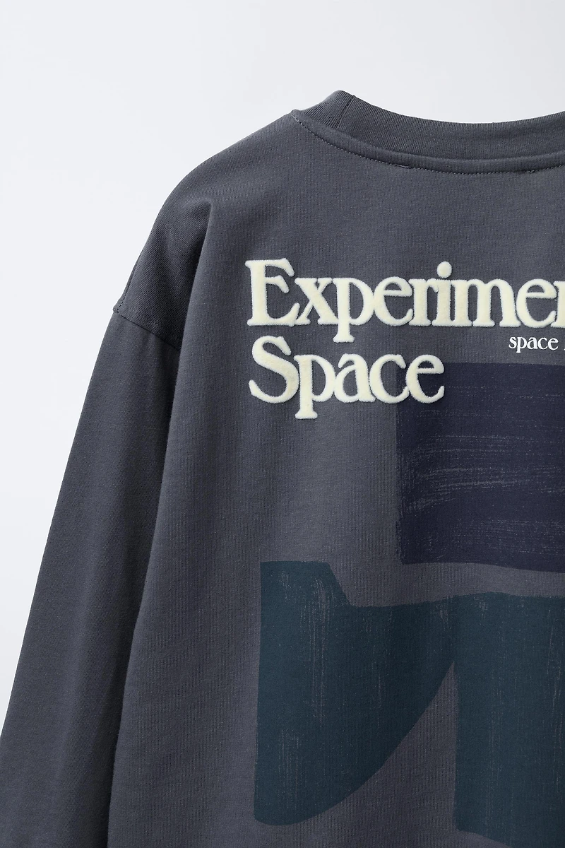 FLOCKED TEXT T-SHIRT