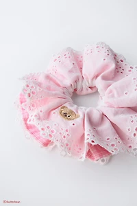 BUTTERBEAR © DOUBLE PLAID AND EMBROIDERED HAIR TIE