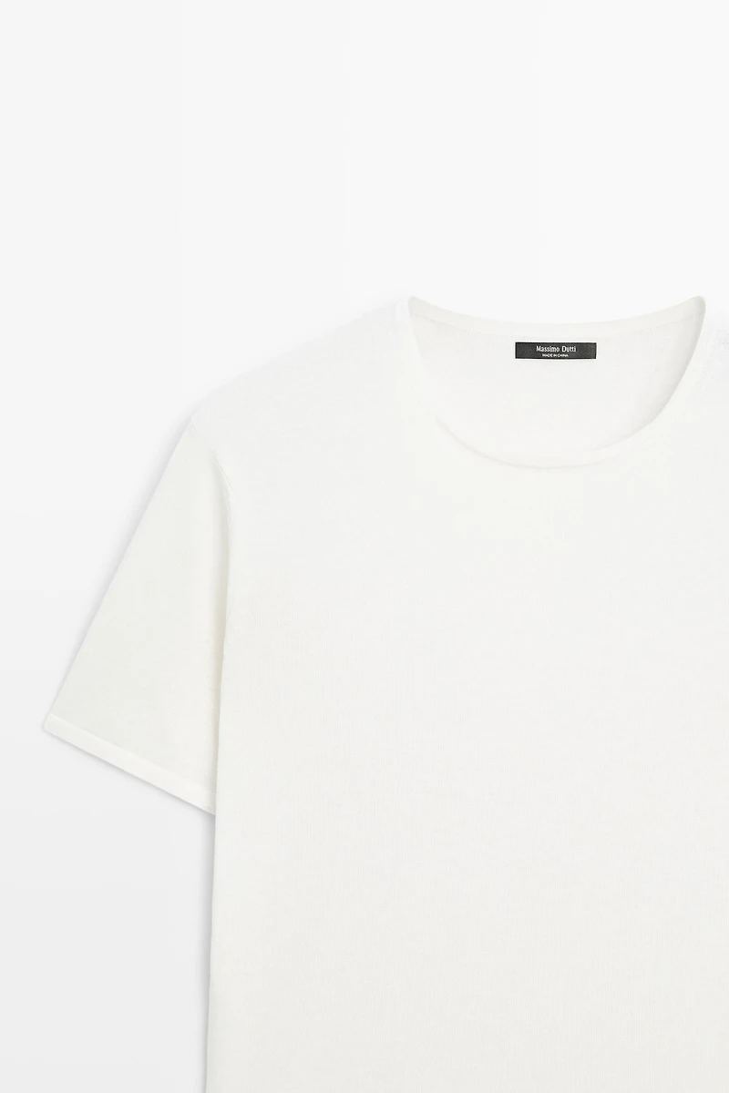 Pull en maille à manches courtes coton mélangé