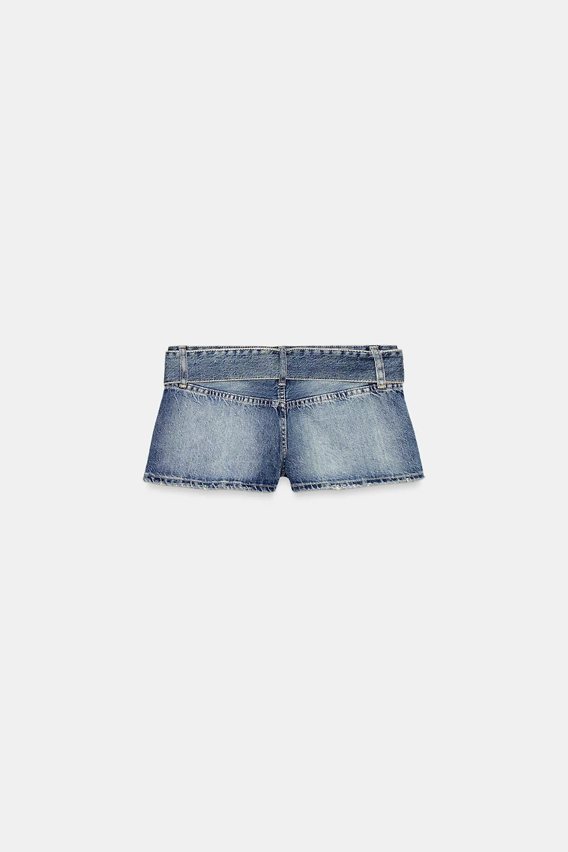 BELTED TRF DENIM SHORTS