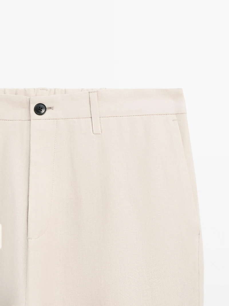 100% linen regular fit trousers