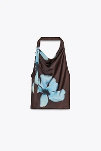FLORAL PRINT SATIN EFFECT TOP