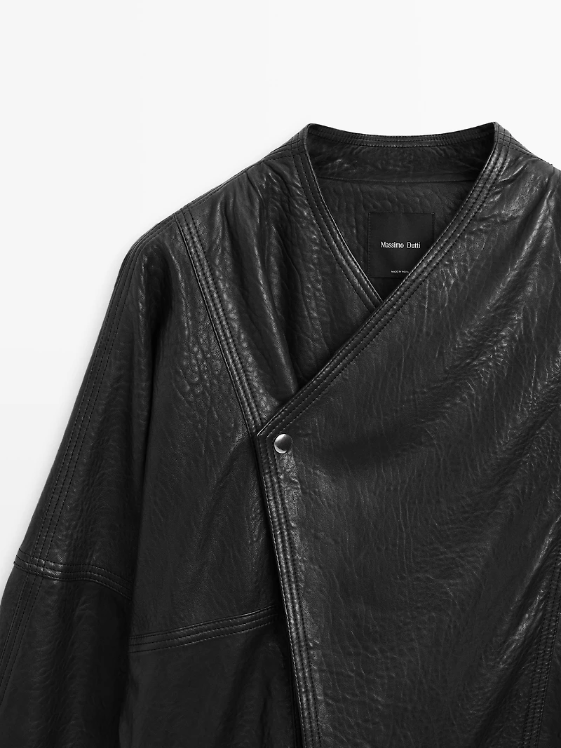 Leather bomber jacket