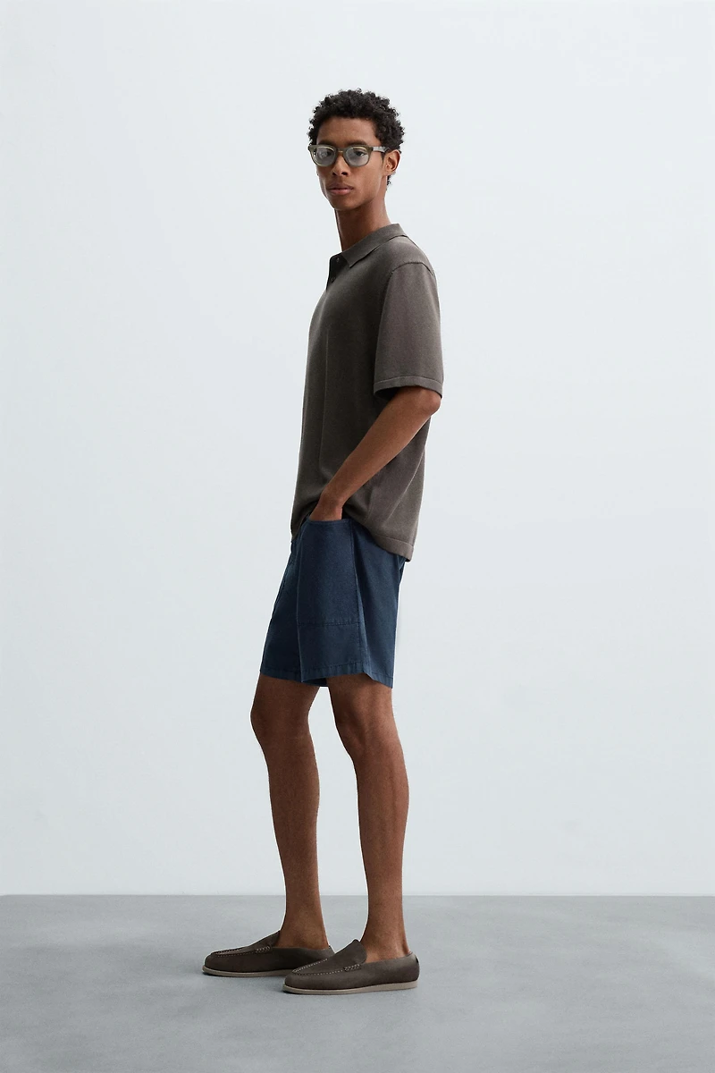WASHED COTTON BERMUDA SHORTS