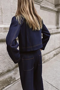CONTRAST TOPSTITCHED JACKET