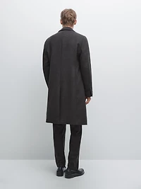 100% wool long coat with lapel collar