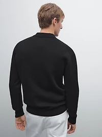 Cotton blend zip-up knit cardigan
