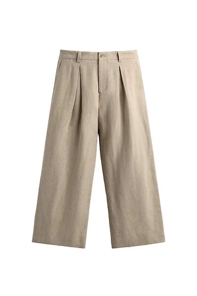 RELAXED FIT PLEATED SUIT PANTS