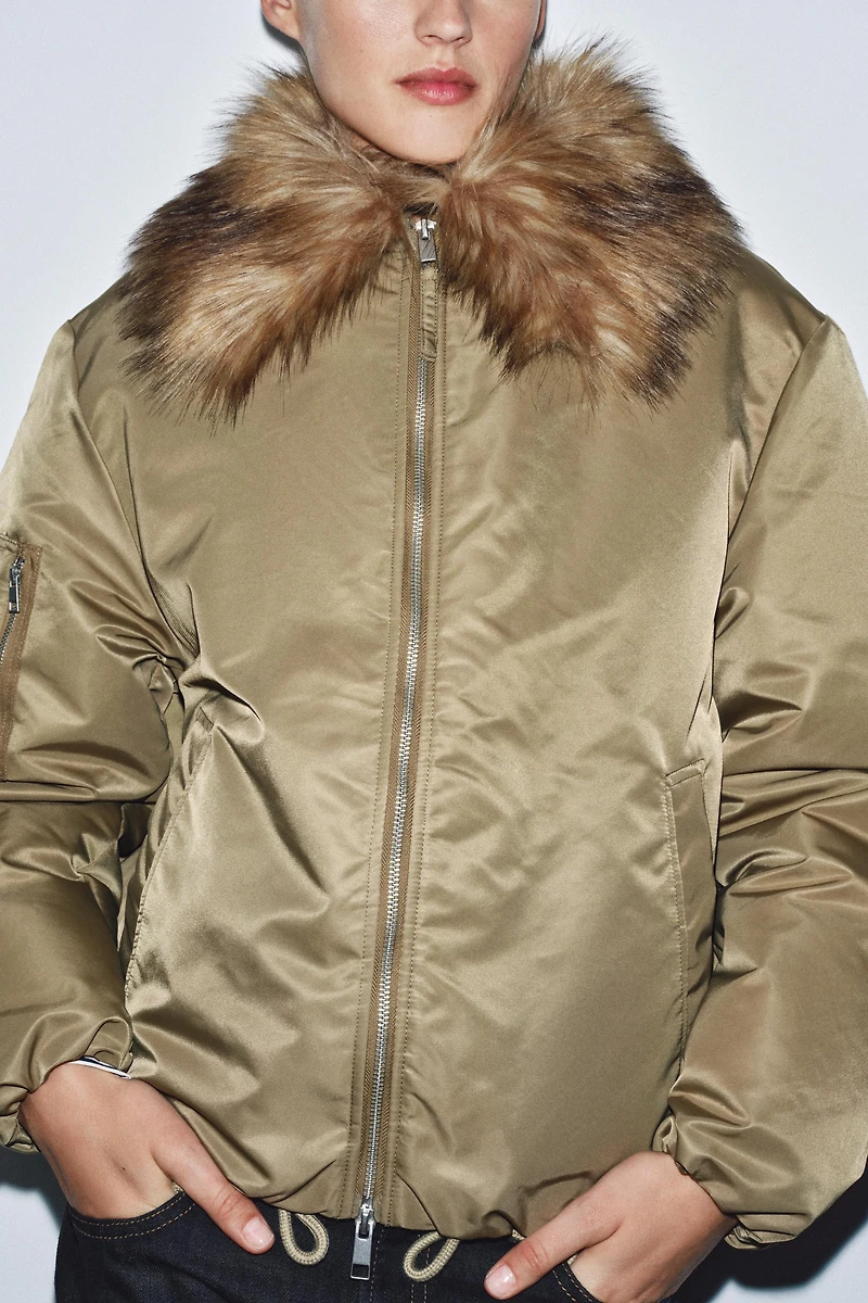 VESTE BOMBER COL EFFET FOURRURE ZW COLLECTION