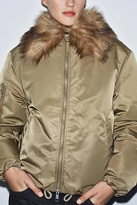 VESTE BOMBER COL EFFET FOURRURE ZW COLLECTION