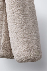 HOODED FAUX SHEARLING JACKET