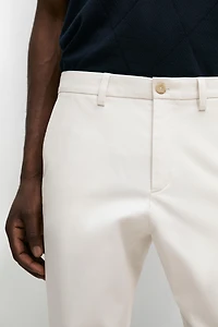 Cotton blend slim fit pants