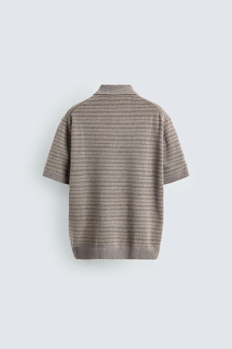 BOUCLÉ TEXTURED KNIT POLO SHIRT