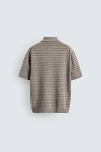 BOUCLÉ TEXTURED KNIT POLO SHIRT