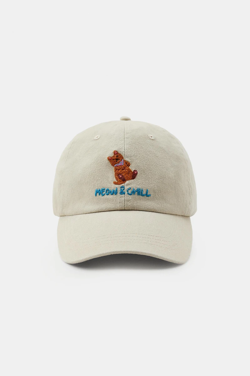 CASQUETTE SERGÉ BRODERIES CHAT