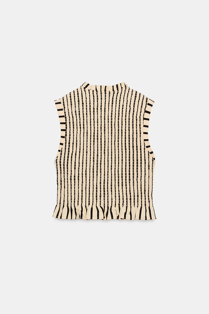 STRIPED SMOCKED TOP