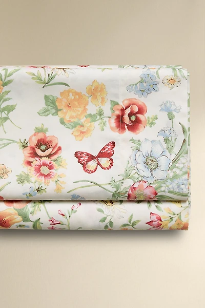 DRAP PLAT SATIN IMPRIMÉ FLEURS