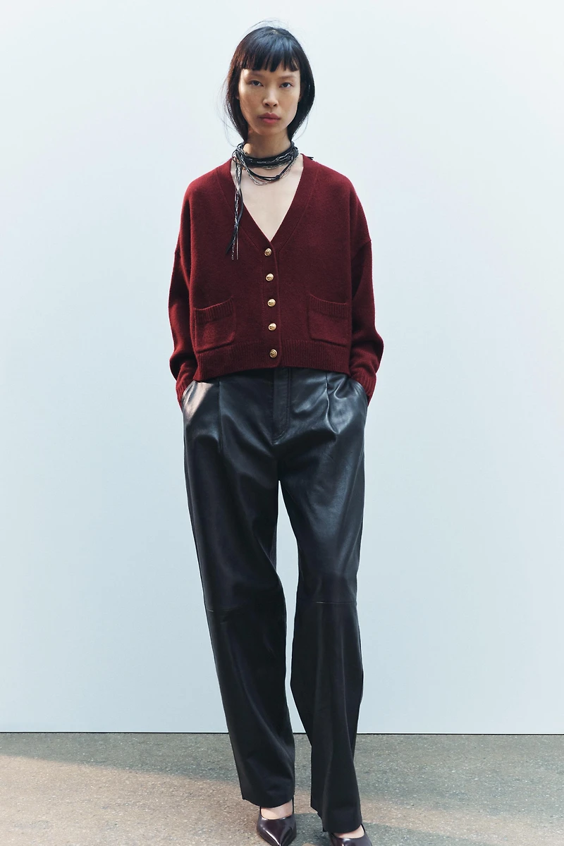 100% WOOL GOLD BUTTON CARDIGAN