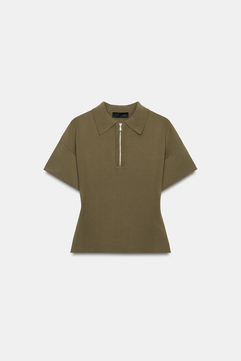 SHORT SLEEVE ZIP-UP KNIT POLO
