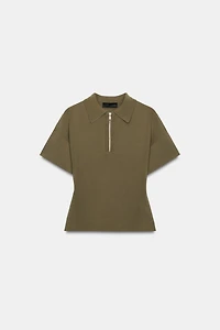 SHORT SLEEVE ZIP-UP KNIT POLO