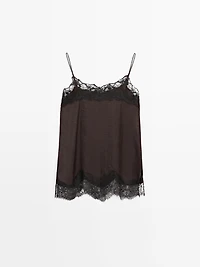 Camisole top with contrast lace detail