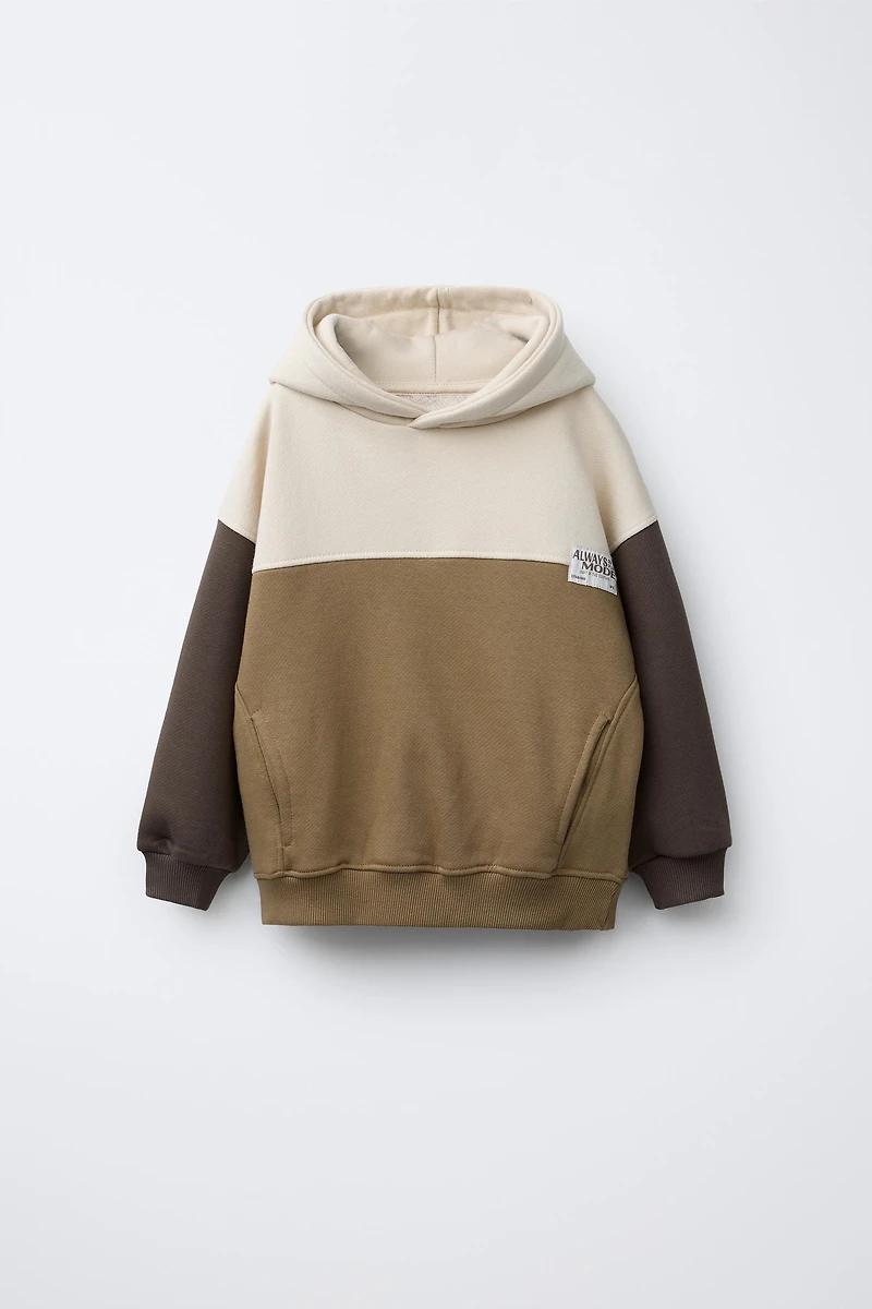 COLOR BLOCK SWEATSHIRT WITH LABEL