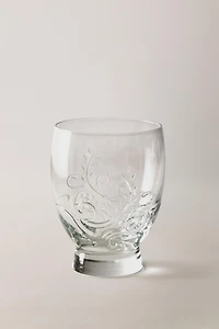 RAISED FLORAL DESIGN GLASS TUMBLER