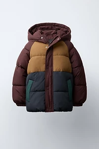 MANTEAU MATELASSÉ POLAIRE COLOR BLOCK DÉPERLANT