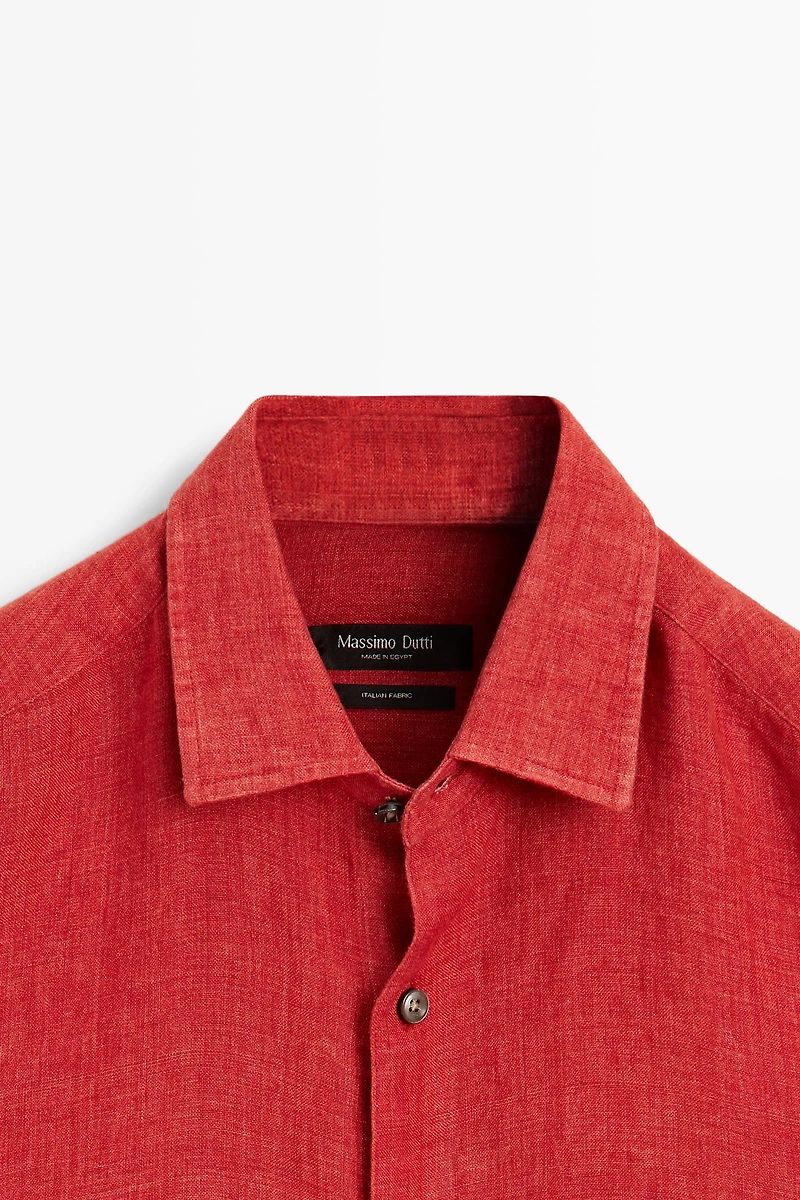 Regular fit 100% linen faded shirt