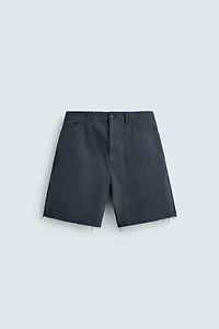HERRINGBONE TEXTURED COTTON SHORTS