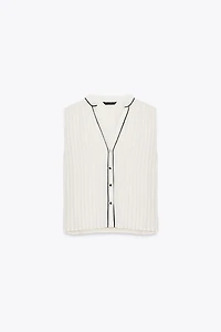 PLEATED BLOUSE WITH CONTRAST TRIM