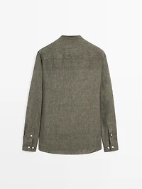 Chemise col mao 100 % lin