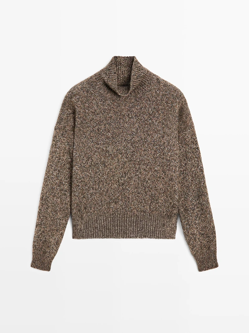 Mouliné knit alpaca and wool blend turtleneck sweater