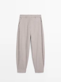 Wool blend trousers with buckle detail