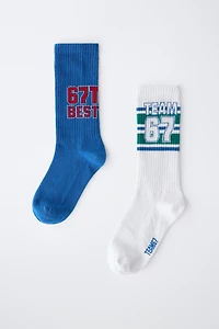 LOT DE DEUX CHAUSSETTES HAUTES NUMÉROTÉES