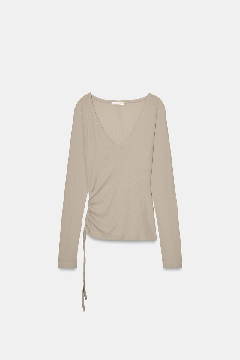 V-NECK T-SHIRT WITH TIES