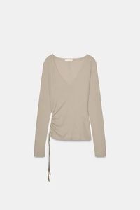 V-NECK T-SHIRT WITH TIES