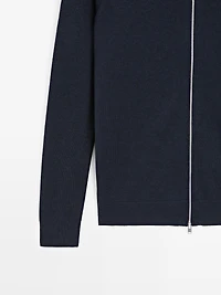 Knit cotton blend cardigan with raglan sleeves