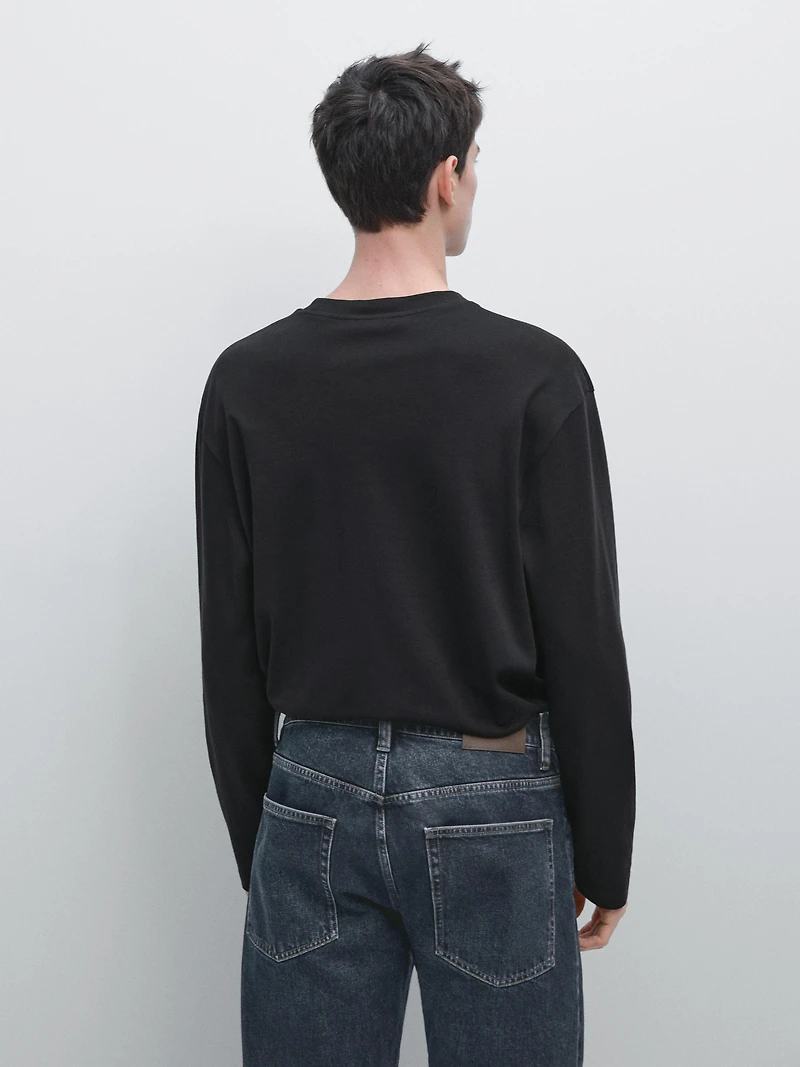 Long sleeve medium weight cotton T-shirt