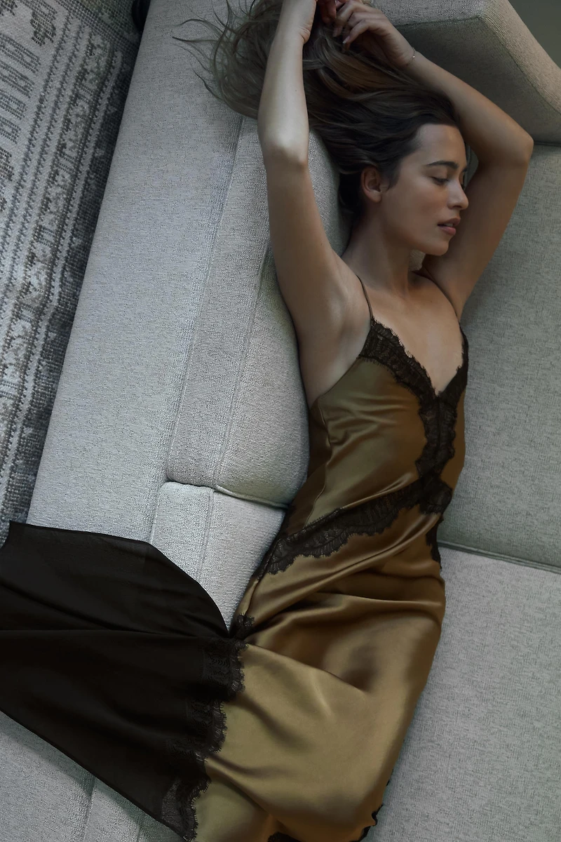 COMBINATION SATIN LACE DRESS