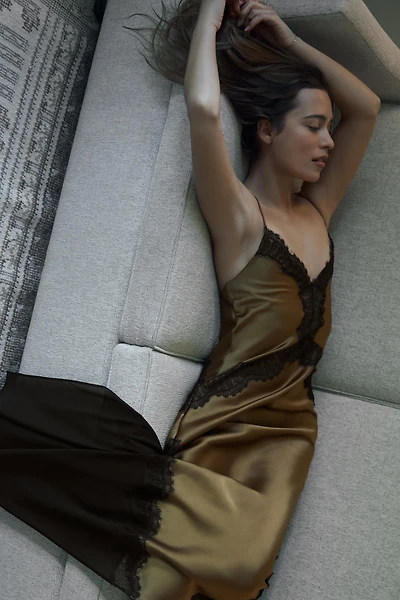 COMBINATION SATIN LACE DRESS