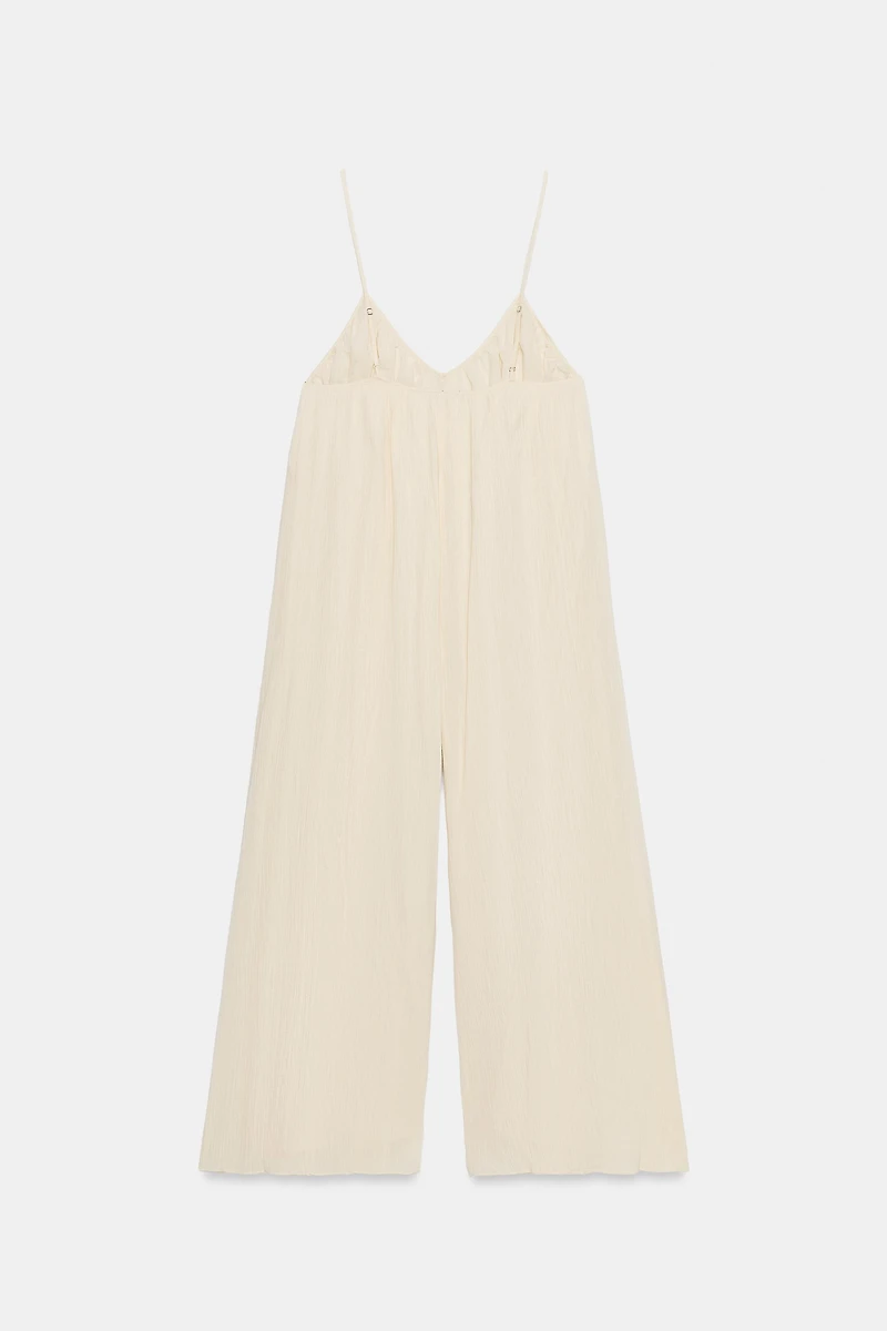 LONG TEXTURED STRAP JUMPSUIT
