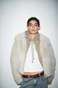 FAUX FUR ZIP-UP SHORT COAT