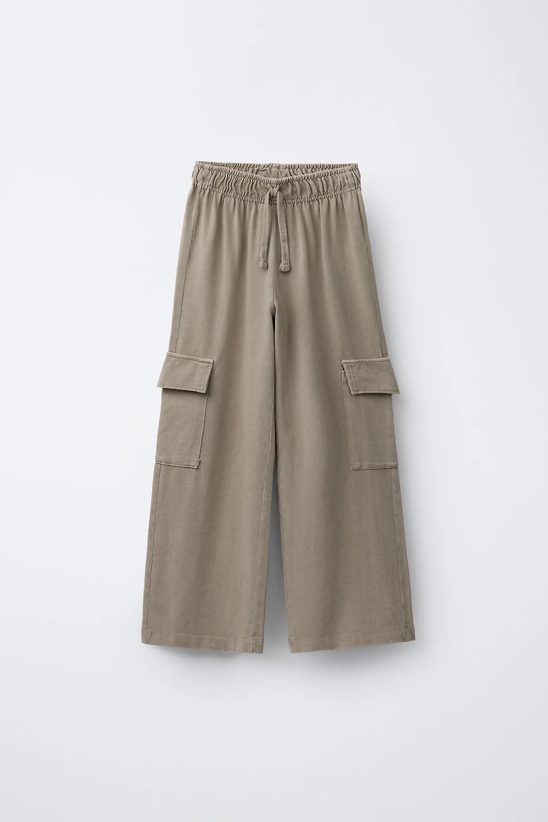 PANTALON À JAMBES LARGES CARGO EFFET DÉLAVÉ