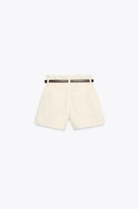 Z1975 DENIM PAPERBAG BELTED SHORTS